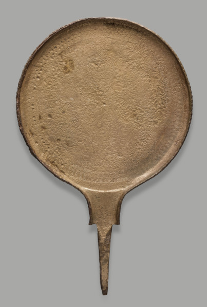 Hand mirror with a scene of the slaying of Medusa; workshop from Chiusi; late 4th century BC;