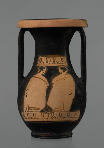 Red-figure pelike, Attic workshop; pelike (vessel), antique vessel of pink clay. Slightly matte
