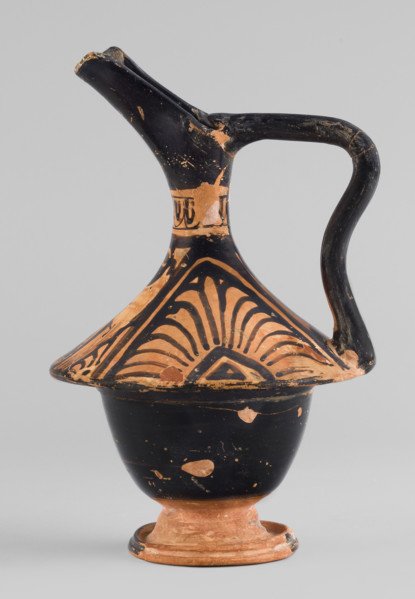 Red-figure epichysis with a depiction of Eros; Eros (mythology); palmettes (iconography); southern