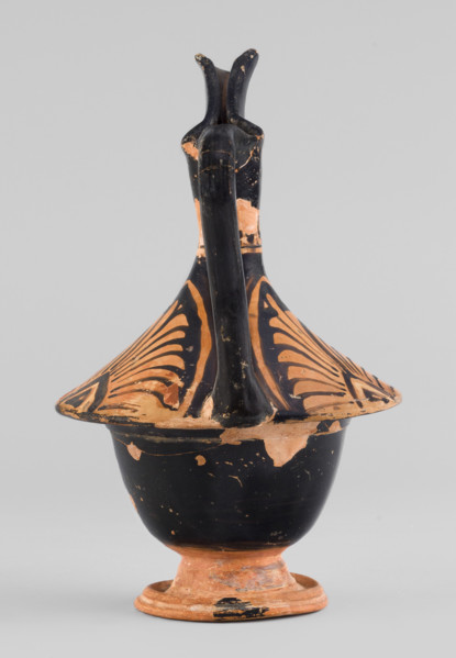 Red-figure epichysis with a depiction of Eros, palmettes, southern Italian (Apulian) pottery, ca.
