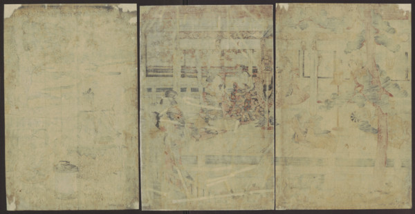 Ushiwakamaru serenading Jôruri-hime (????????), Utagawa Kuninaga (ca. 1779–1827); publisher Iwatoya