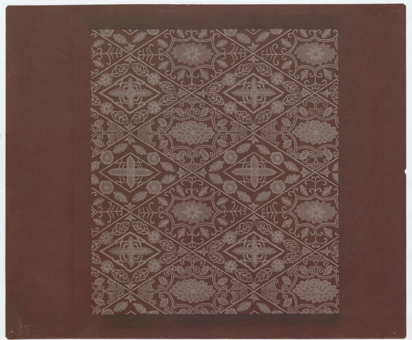 Ise katagami dyeing stencil (kôshi) with chrysanthemums and geometric patterns, Ôsugi, Ishimi