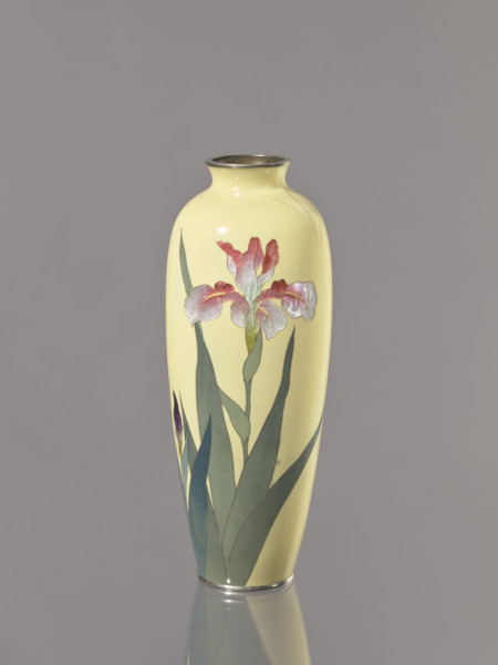 Vase, Ôta, Jinnoei (fl. ca. 1870–1920), Japanese, irises and flowers, Meiji period (1868–1912),