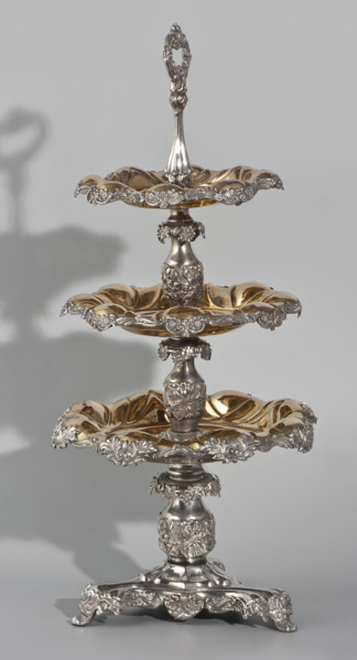 Etazera, Fraget, Józef (Warsaw; silver and plated goods factory; 1824–1945), tableware elements.