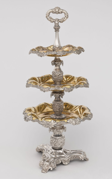 Etazera, Fraget, Józef (Warsaw; silver and plated goods factory; 1824–1945), tableware elements.