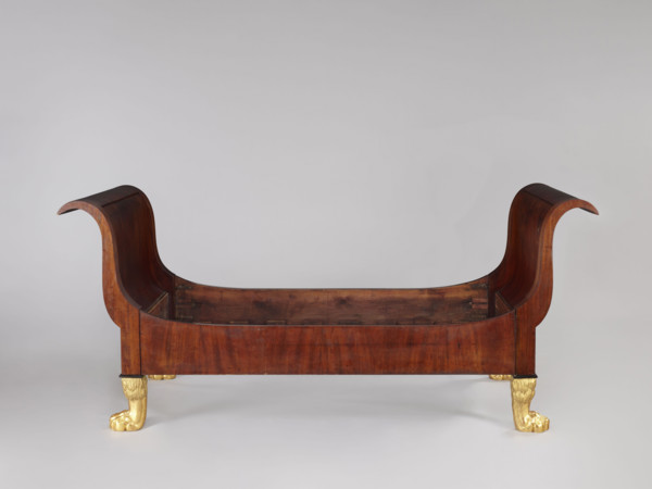 Bed, animal paws, Empire (style), bedrooms, Empire bed, mahogany, with S-shaped outward-curving