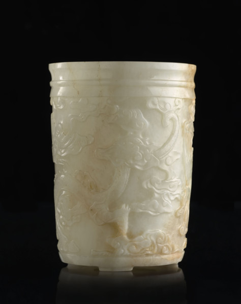 Brush vessel, Chinese, Qing (1644–1911), 19th century. Porcelain vessel (height 12.2 cm, width 9.0