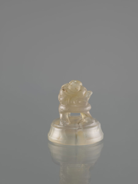 Ding-type incense burner with cover featuring lions and fo; ceremonial vessel; Chinese art; 20th