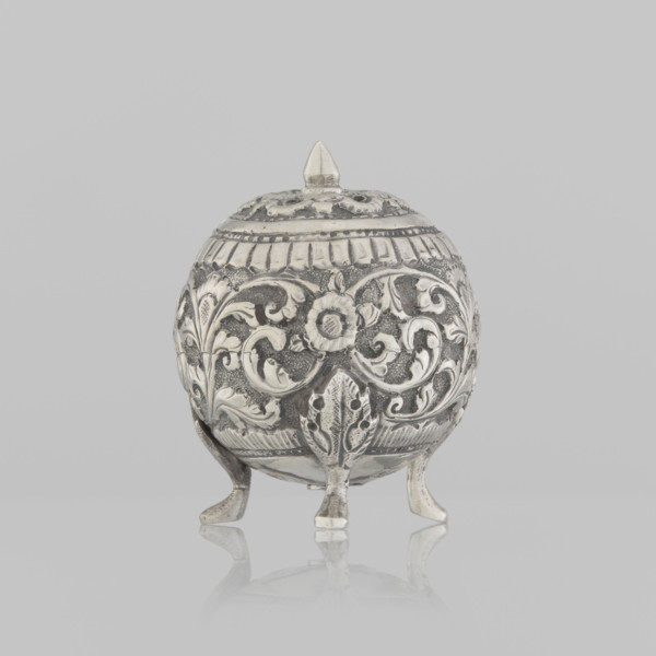 Salt cellar; Indian; 19th century. Small vessel (height 5.0 cm, diameter 4.0 cm) with plant tendril