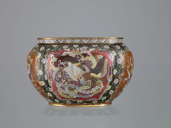 Vase with cover, Japanese, Meiji (late 19th century, 1868–1912); cloisonné enamel; decorated with