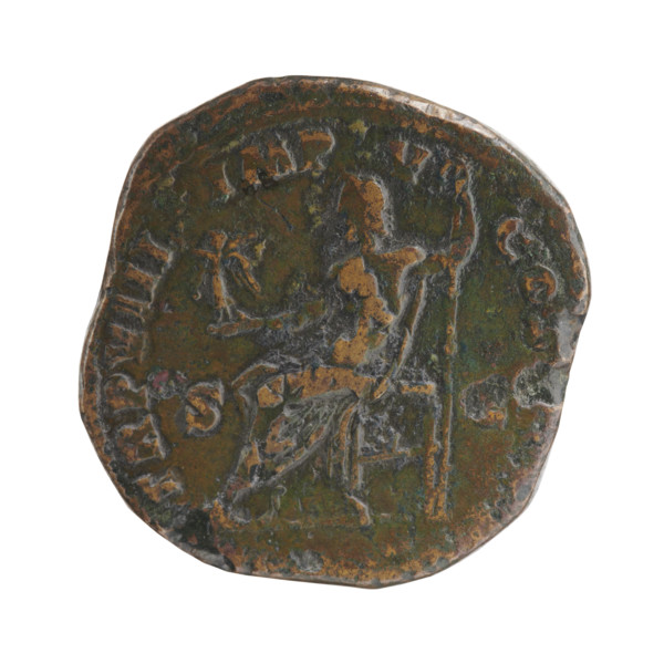 Sestertius of Commodus (reigned 177–192). Obverse: Head of Commodus with a laurel wreath to the