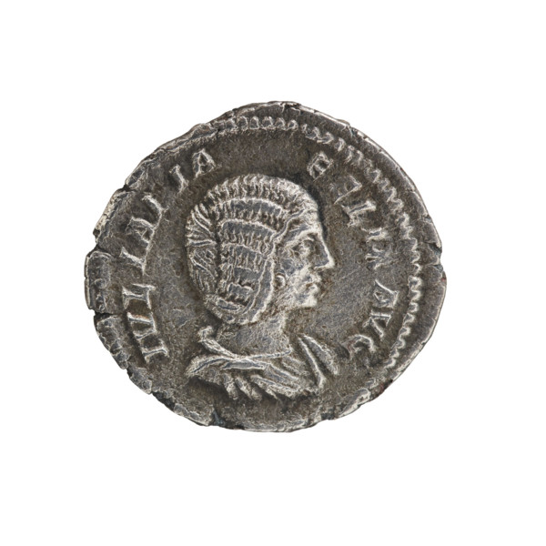 Denarius of Caracalla (188–217; Roman emperor 198–217) featuring Julia Domna (ca. 160–217; Roman