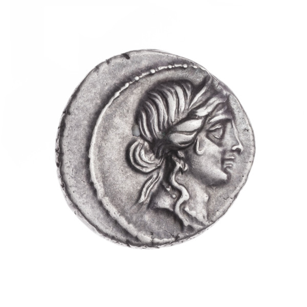 Denarius, Julius Caesar (100–44 BC; Roman dictator 49–44 BC), publisher. Obverse: Head of Venus