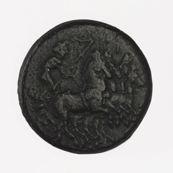 bronze coin, Chersonesos, Artemis on a quadriga (iconographic), warriors, kneeling warrior
