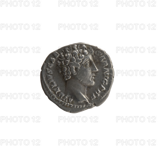 Denarius, Marcus Aurelius (121–180; Roman emperor 161–180), ca. 145–147. Obverse: Head of young