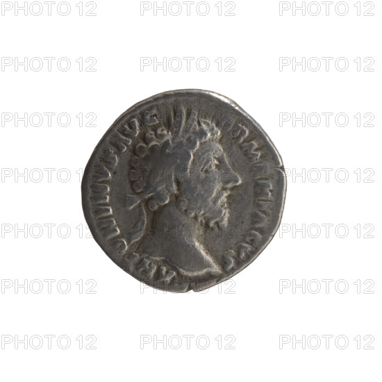Denarius, Marcus Aurelius (121–180; Roman emperor 161–180), 163–164, Rome. Obverse: Head of Marcus