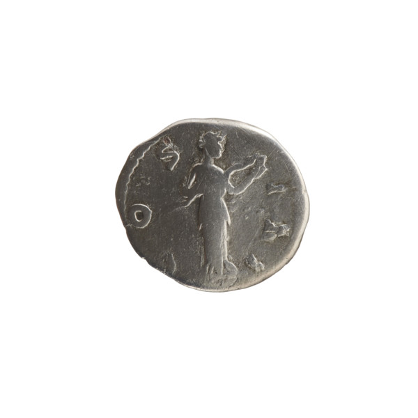 Denarius of Marcus Aurelius (121–180; Roman emperor 161–180). Obverse: Head of Marcus Aurelius in