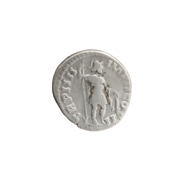 Denarius of Lucius Verus (130–169; Roman emperor 161–169). Obverse: Bust of Lucius Verus naked and