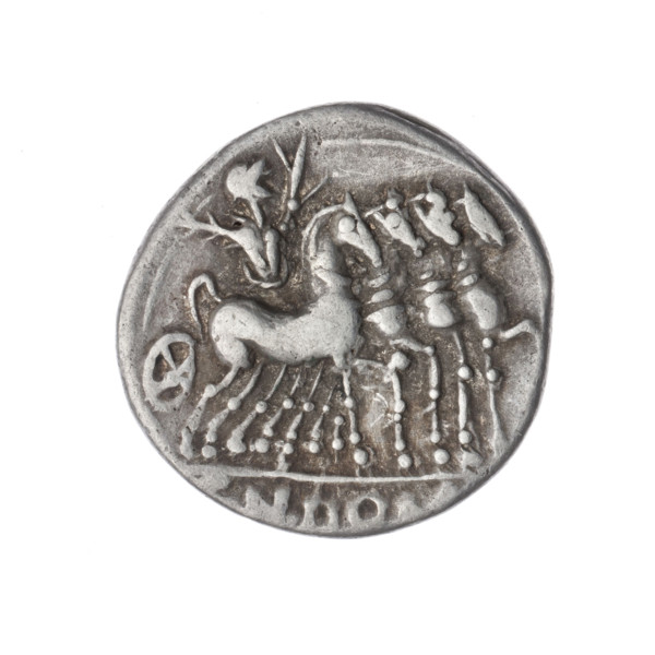 Denarius; issuer: Cn. Domitius Ahenobarbus (fl. 118–96 BC), publisher (politician, consul).