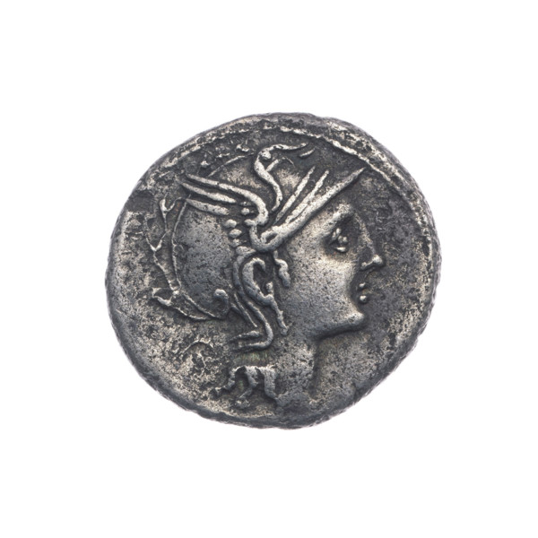 Denarius, Manlius Mancinus; publishers T. (fl. 111–110 BC), Ap. Claudius Pulcher (fl. 111–110 BC),