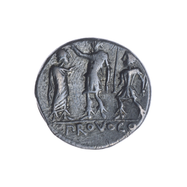 denarius, Porcius Laeca, P. (fl. 110–109 BC), publisher; Roma (mythology). Obv.: Head of Roma in a