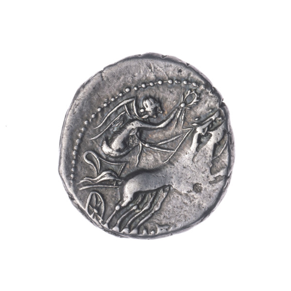 Denarius, Flaminius Chilo, L. (fl. 109–108 BC), publisher. Obverse: Head of Roma in a helmet at