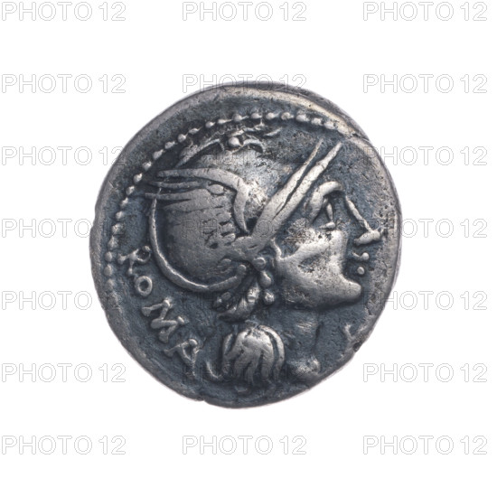 denarius, Flaminius Chilo, L. (fl. 109–108 BC), publisher; biga with horses; laurel wreath