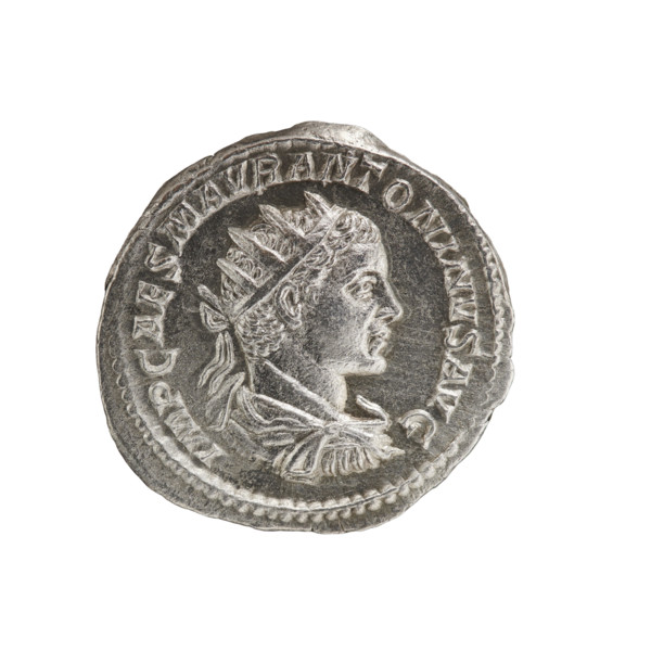 Antoninian of Elagabalus (reigned 218–222). Obverse: bust of the emperor in a radiant crown, armor