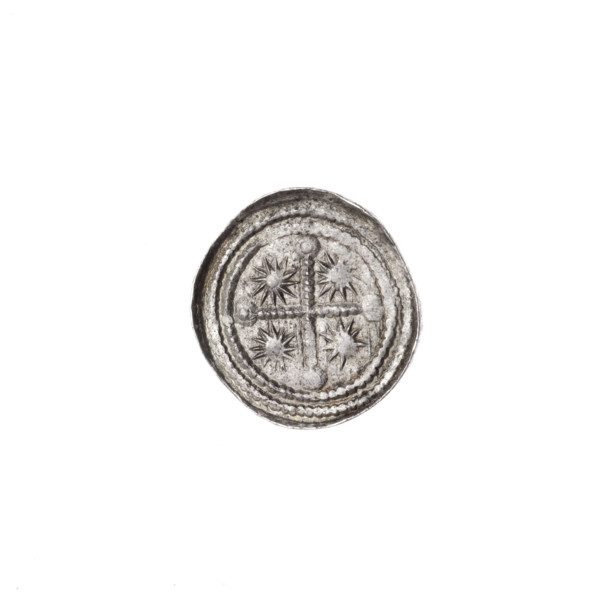 Denarius of Boleslaw III Krzywousty (prince of Poland; ca. 1125–1138). Obverse: in a beaded border,