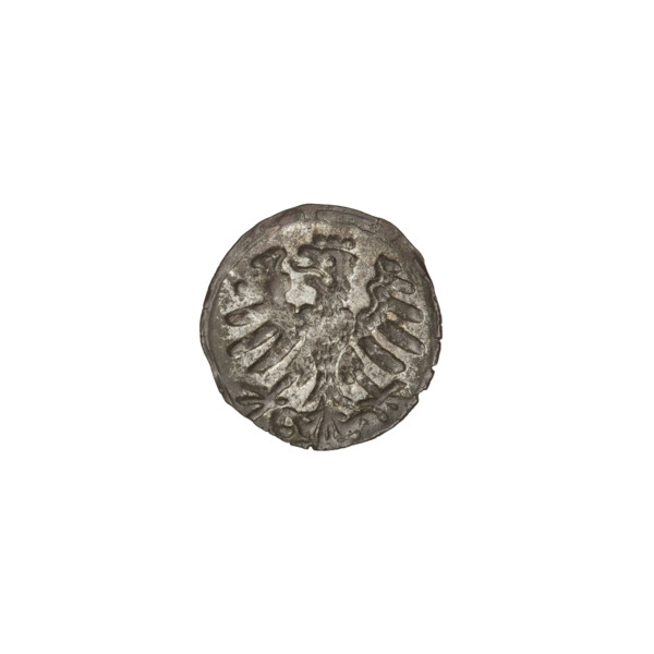 Crown denarius of Sigismund I the Old (King of Poland; 1506–1548). Obverse: royal crown with the