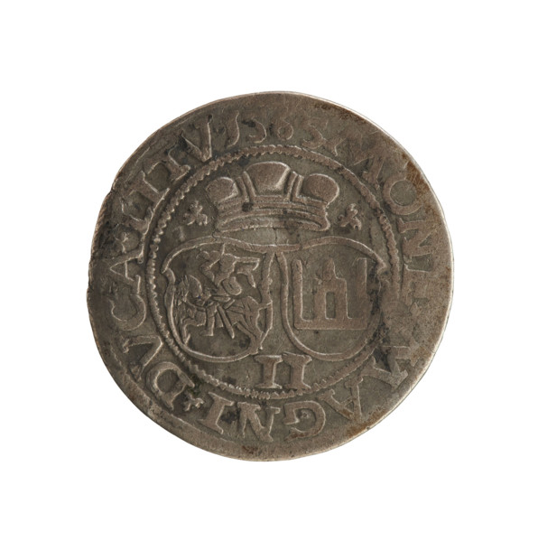 Lithuanian two-grosz, Sigismund II Augustus (King of Poland; 1544–1572), Jagiellonian dynasty.
