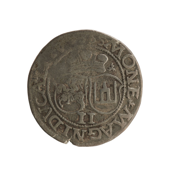 Lithuanian two-grosz, Sigismund II Augustus (King of Poland; 1544–1572), Jagiellonians dynasty.