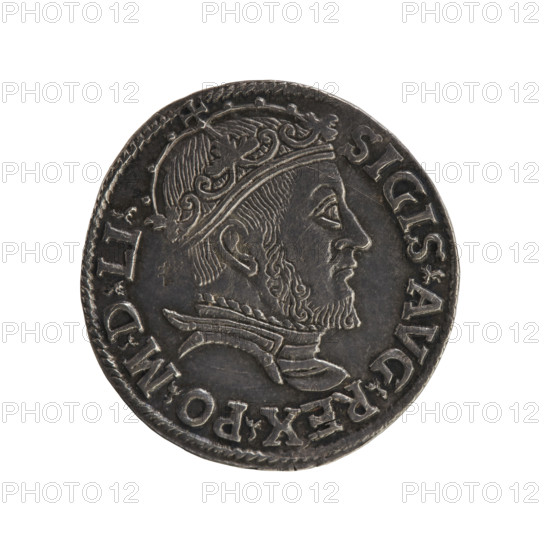 Lithuanian trojak, Sigismund II Augustus (King of Poland; 1544–1572). Jagiellonian-era silver coin