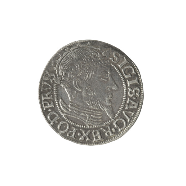 Gdansk grosz, Sigismund II Augustus (King of Poland; 1544–1572), Jagiellon dynasty. Obverse: