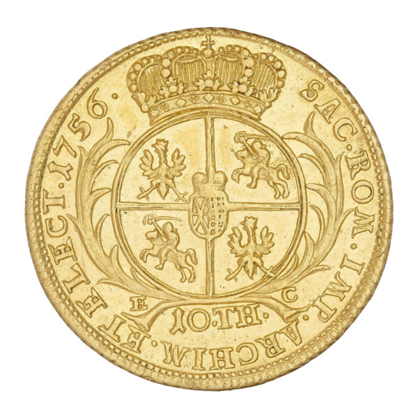 Double Augustor; maker: Croll, Ernest Dietrich (fl. 1753–1763). Subject: August III Sas (King of