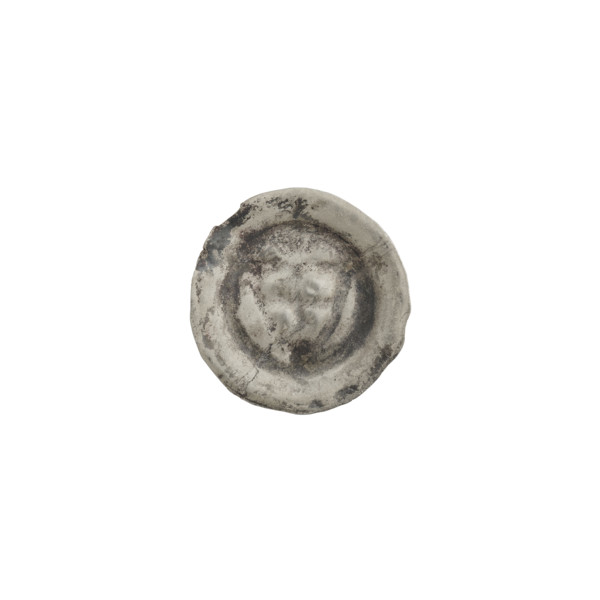 Denarius - bracteate; one-sided coin showing a triangular shield with a cross whose arms reach the
