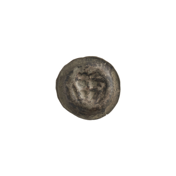 Denarius - bracteate; one-sided coin showing a triangular shield with a cross whose arms reach the