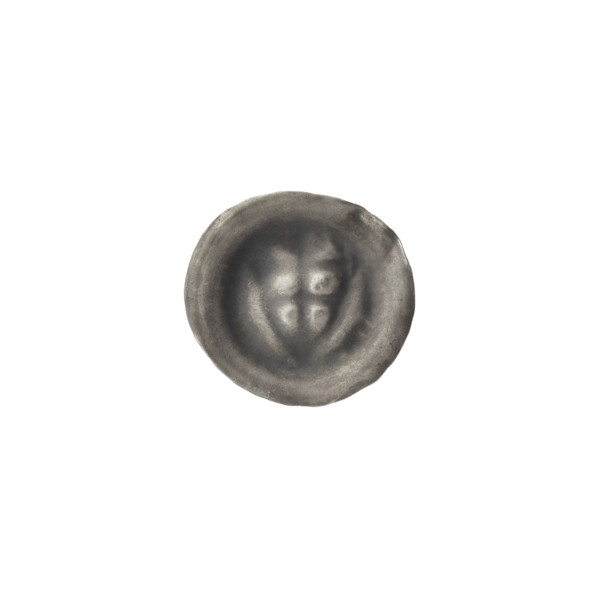 Denarius - bracteate; one-sided coin depicting a triangular shield with a cross whose arms reach