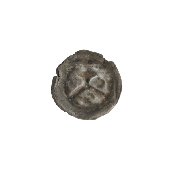 Denarius - bracteate; cross on arcade (iconographic), balls, stars; one-sided coin depicting a