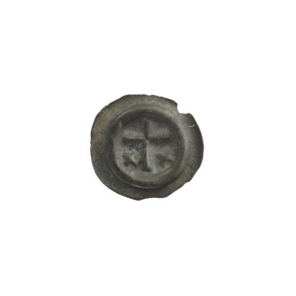 Denarius bracteate, one-sided coin; subject: Latin cross and equal-armed crosses (iconography),