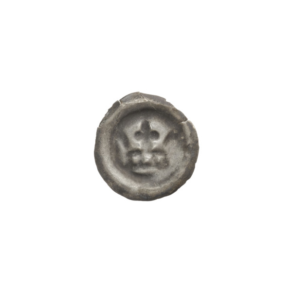 Denarius - bracteate; crown topped with a cross placed between two elongated, outwardly curved