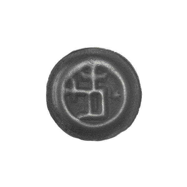 Denarius bracteate, rectangle-D (iconographic). One-sided coin featuring crosses, a six-pointed