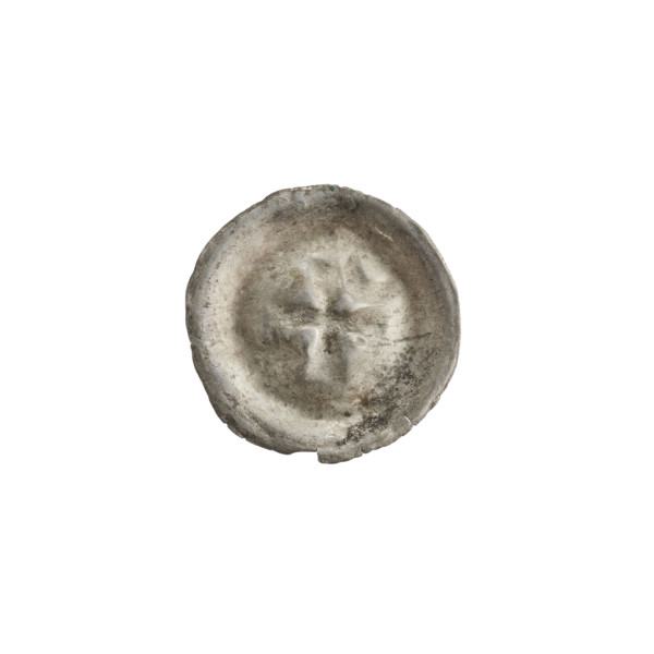 Denarius - bracteate; isosceles cross with widening arms; in one angle between its arms a