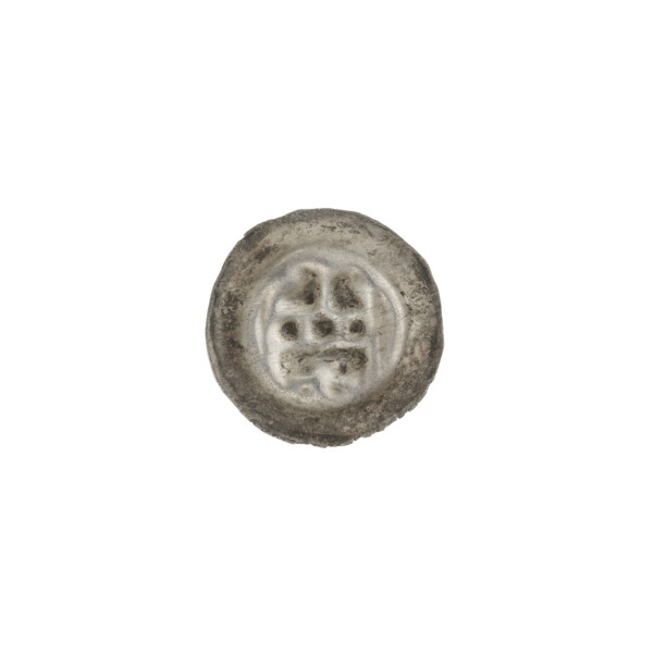 Denarius (bracteate), Gate II (iconographic). One-sided coin showing a gate topped with three