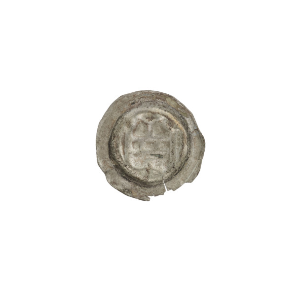 Denarius bracteate, Gate II (iconographic). One-sided coin depicting a gate topped with pillars