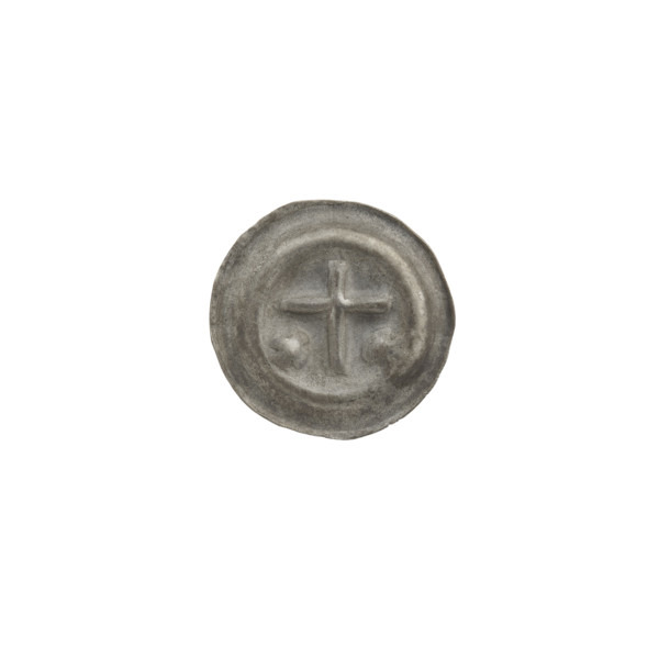 Denarius - bracteate, one-sided coin; subject: equal-armed crosses and Latin cross (iconography),