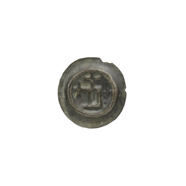Denarius bracteate, rectangle-D (iconographic) with rectangular letter D bearing two attached