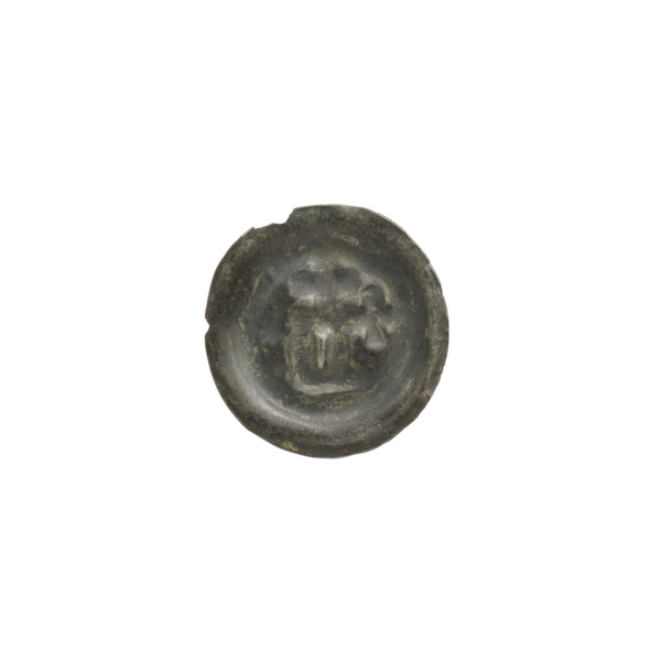 Denarius bracteate, rectangle-D (iconographic); rectangular letter D with two attached crosses;