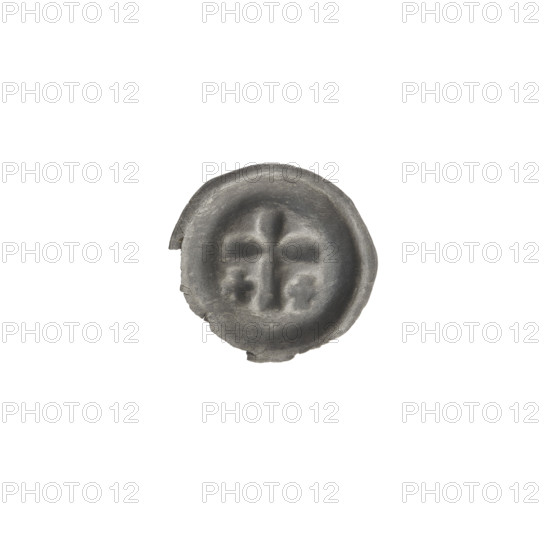 Denarius bracteate coin, one-sided; obverse: Latin cross with slightly widening arm ends, with an