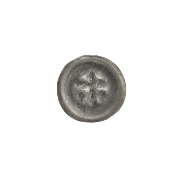 Denarius bracteate coin, one-sided; obverse: Latin cross with slightly widening arm tips, with an